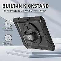 Vista 6 de BMOUO Funda para iPad de 9ª/8ª/7ª generación de 10.2", a prueba de golpes con soporte giratorio de 360°, correa de hombro y mano, funda para iPad