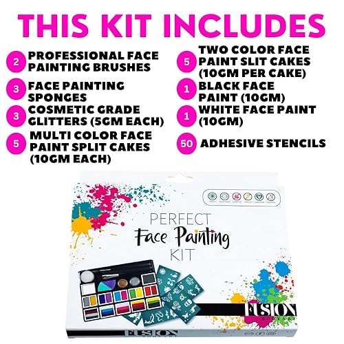 Miniatura 2 de Fusion Body Art Kit de pintura facial perfecto para pintores faciales profesionales y principiantes, pinturas faciales veganas hipoalergénicas