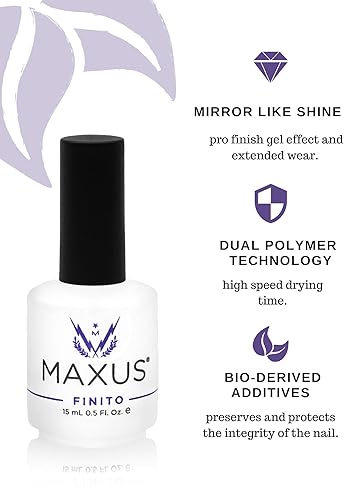 Miniatura 4 de Maxus Nails Finito Top Coat Esmalte de uñas alto brillo secado rápido 05 onzas líquidas