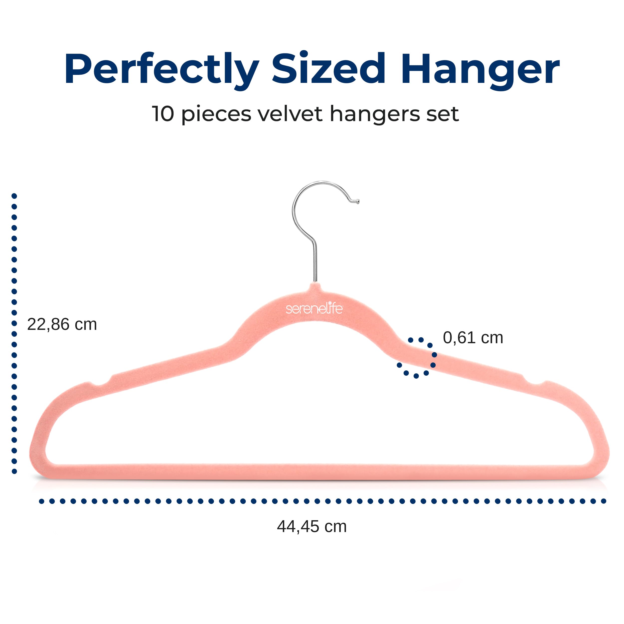 SereneLife Velvet Hangers 10 Pack, Non-Slip Felt Wardrobe Hangers with 360° Swivel Hook, Space Savers, for Coats Knitwear - Image 2