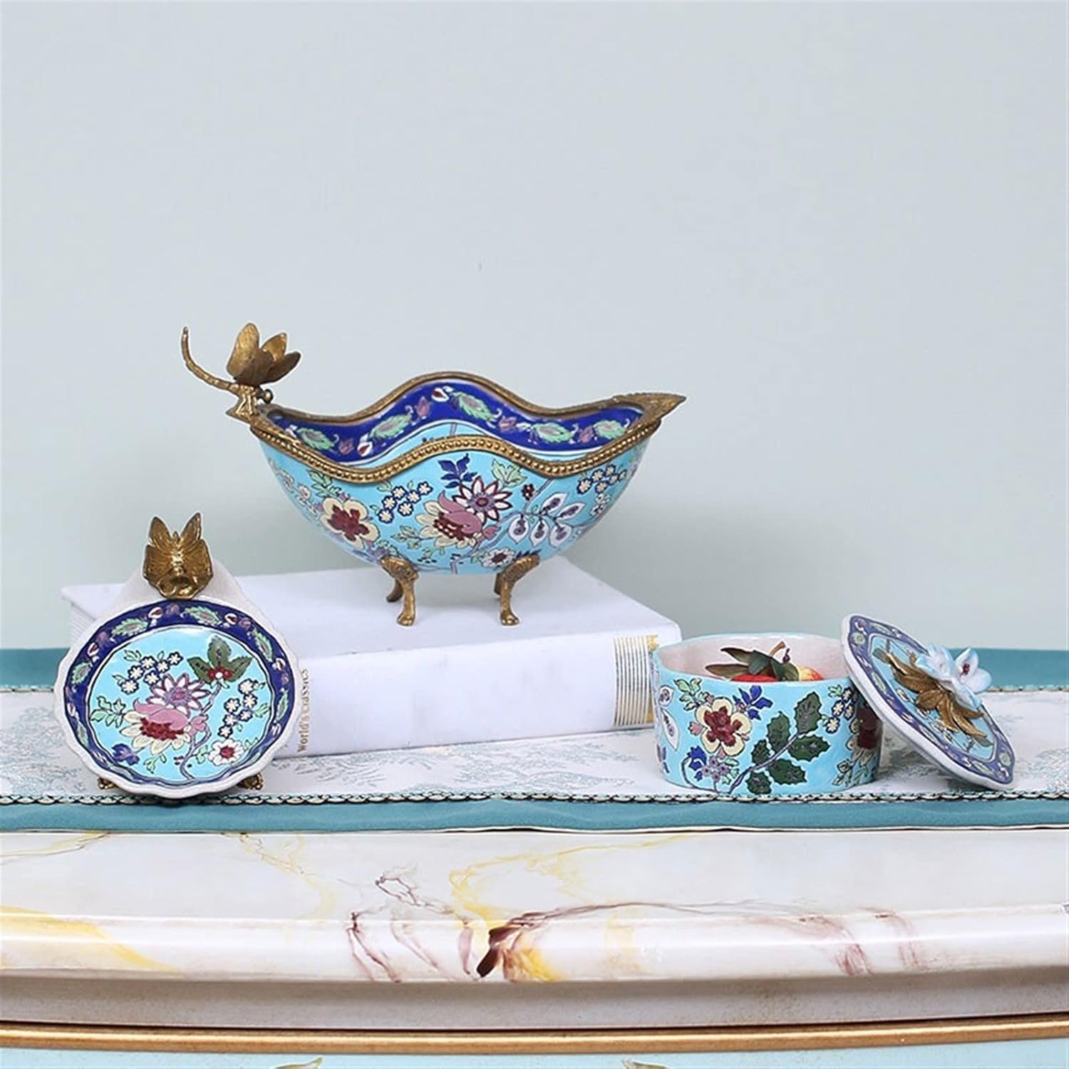 Fruit Tray Countertop Fruit Basket Ceramic Fruit Plate Desktop Porch Key Storage Home Accessories Decoration Snacks Candy Tray Fruit Bowl Fruit Plate Fruits Bowl (Color : E) (1)