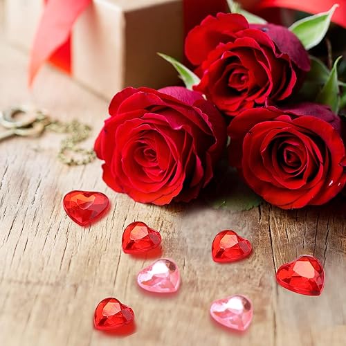 Miniatura 4 de Chengu 200 bolas de diamantes de imitación de corazón acrílicos 5D para regalo de San Valentín, cristales de San Valentín, parte trasera plana,
