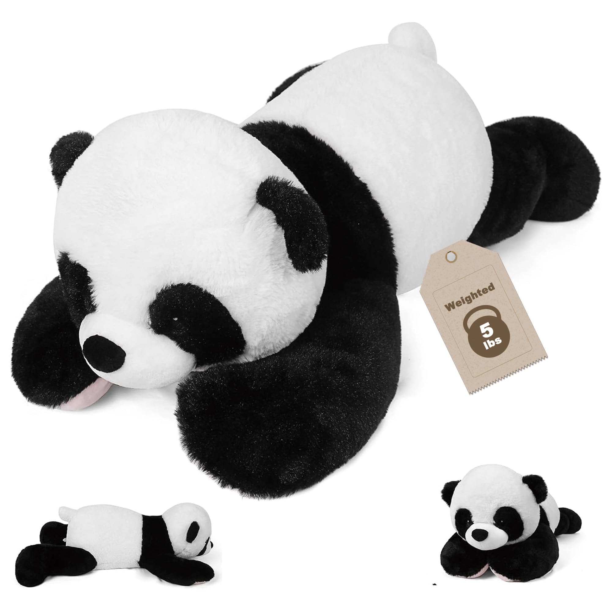 5 lbs, 27 inches Panda Weighted Stuffed Animals, Cuddly Weighted Panda Plush Pillow Giant Plush Ideal Gift for Adults & Kids