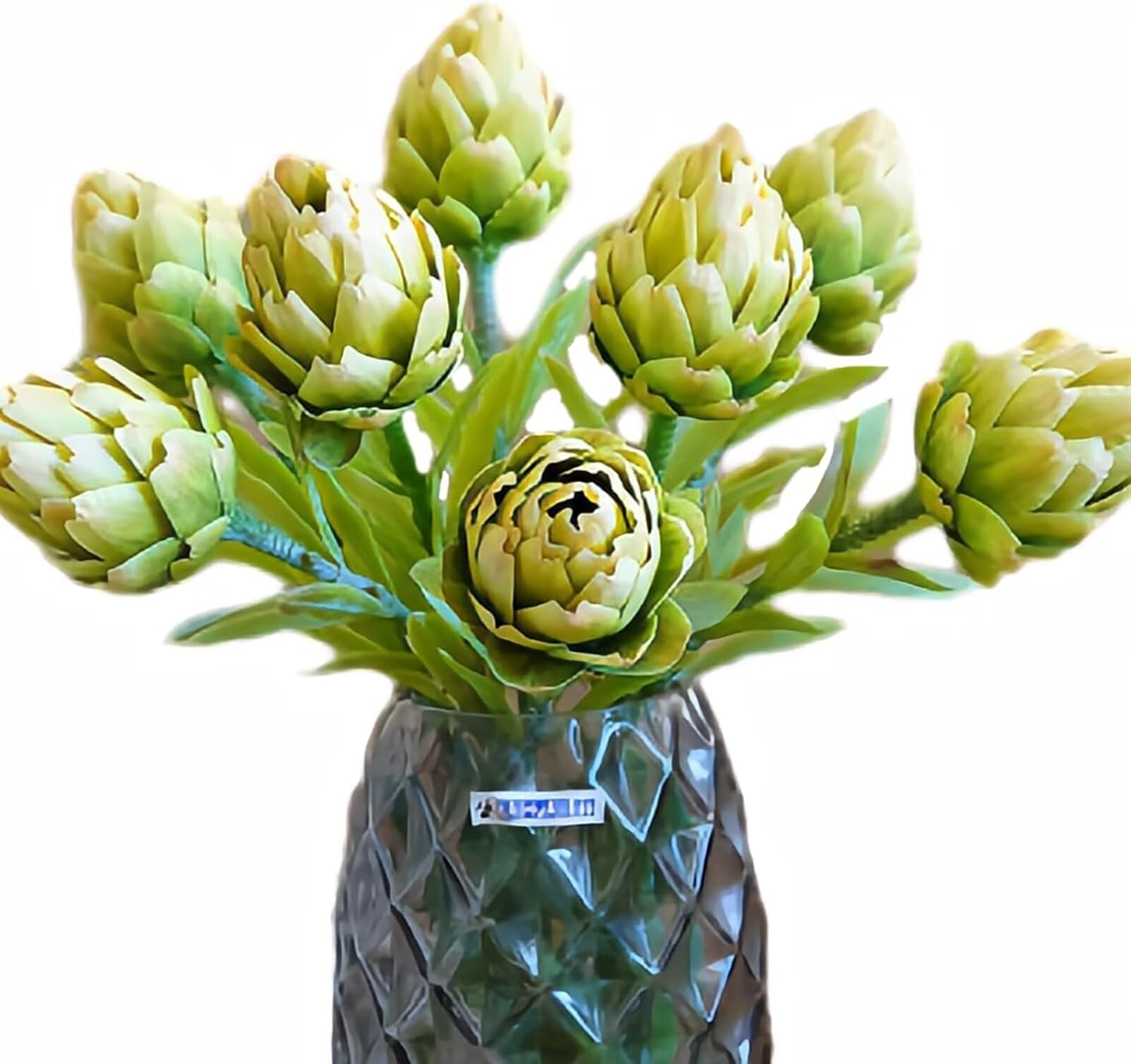 5 Pcs Artificial Flowers, Green Fake Artichokes Stems Faux Artichokes Branches for Table Centerpiece Wedding Table Kitchen Home Office Decor