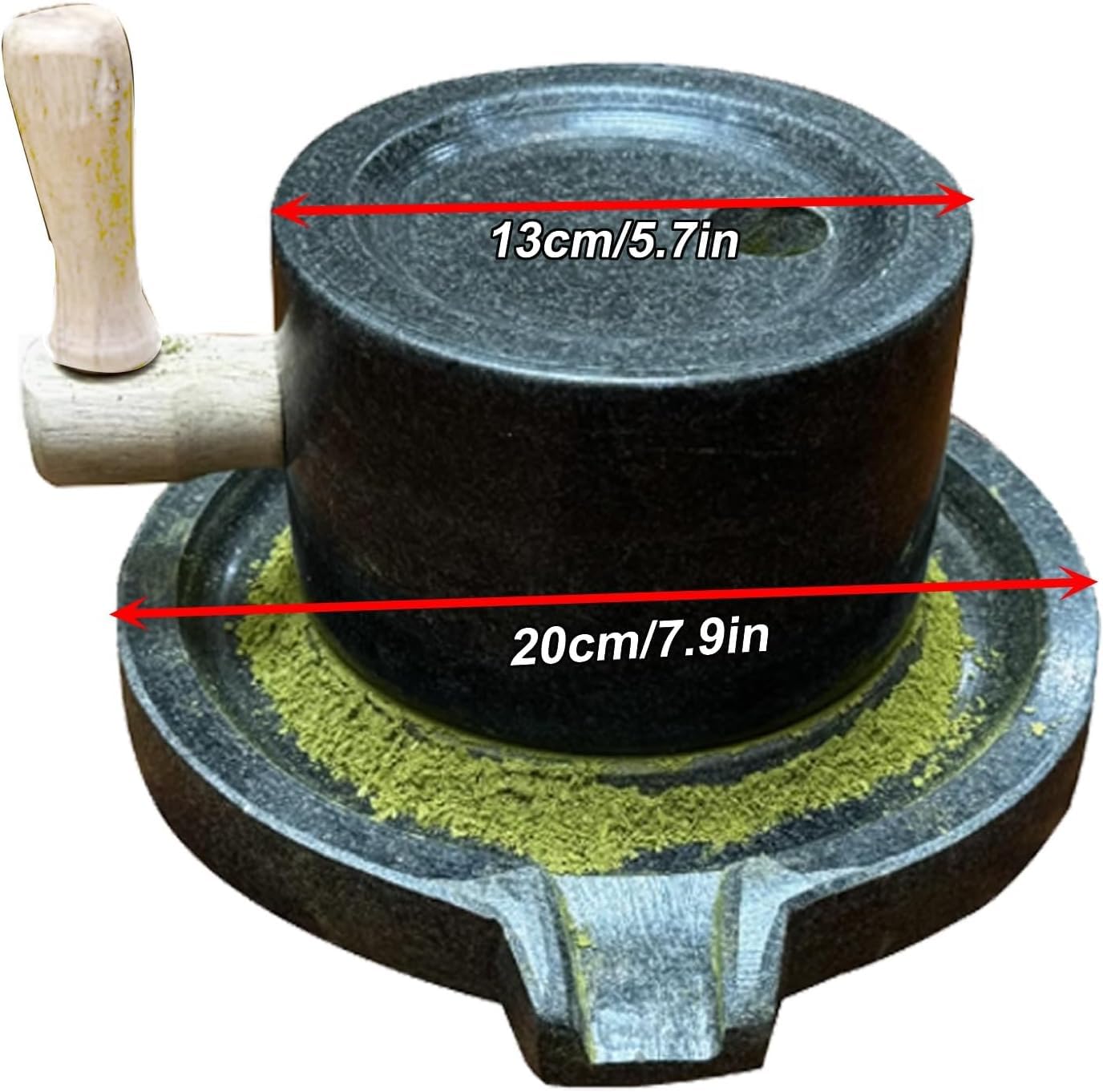 Młynek do kamienia Mały młynek do herbaty Matcha w proszku, styl retro, dokładne szlifowanie, łatwy w użyciu, do mielenia suchych i mokrych potraw, takich jak ziarna, rośliny strączkowe i