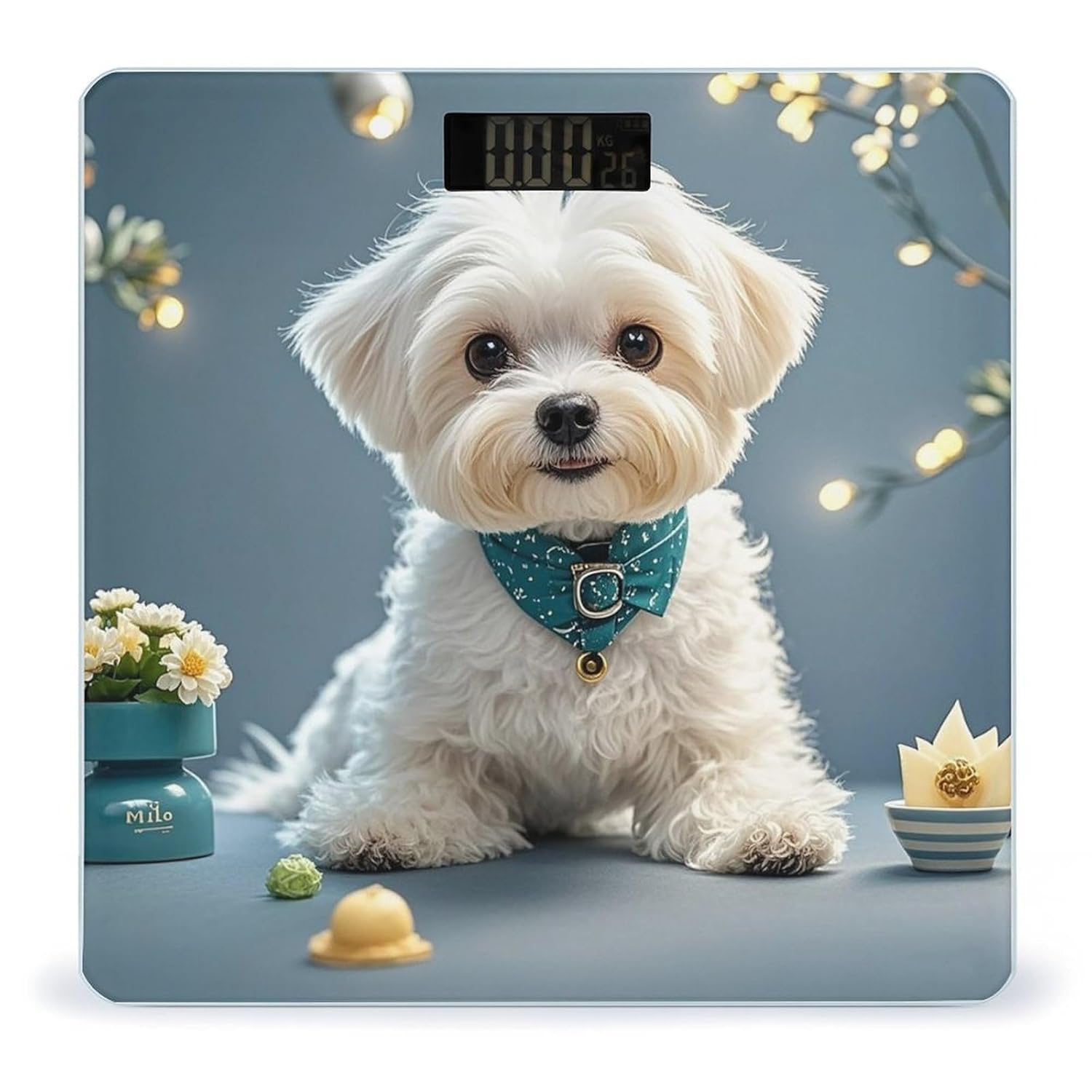 Báscula Digital Lovely Maltese Dog con Pantalla LED