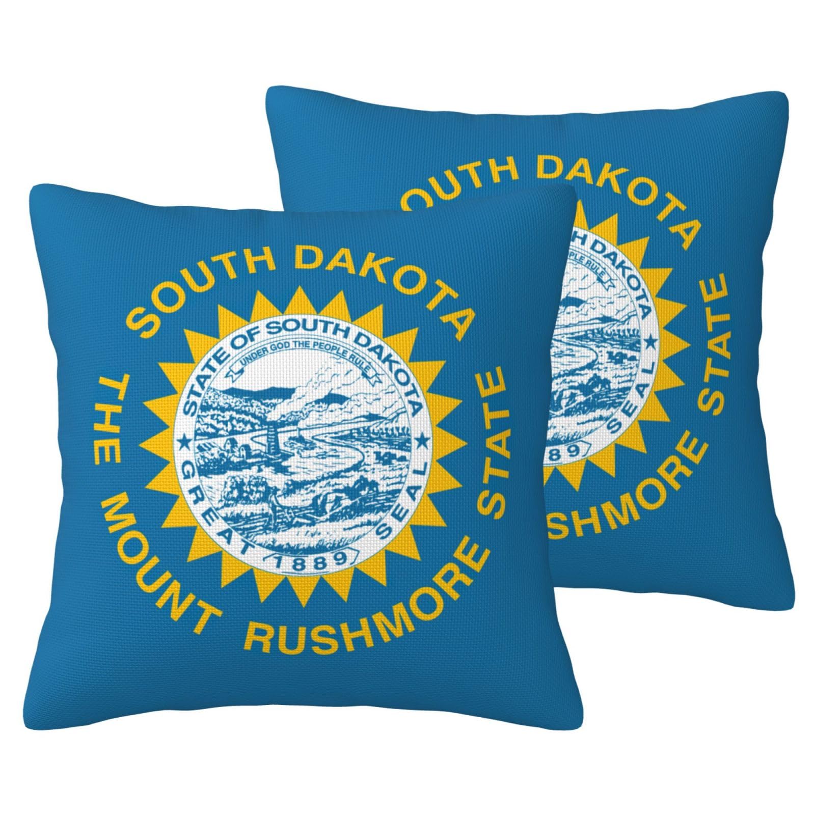 Housse de coussin drapeau Dakota du Sud EdWal lot de 2 pour la décoration de canapé