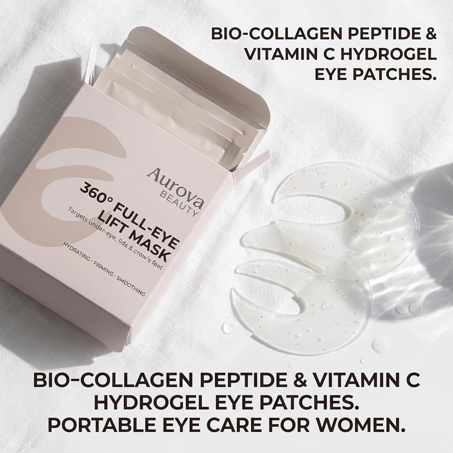 Eye Mask with Bio-Collagen Peptide Complex & Vitamin C, Hydrogel Under-Eye Patches for Skincare, Travel-Friendly Eye Treatment for Women (2)