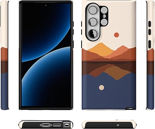 Miniatura 9 de Casely Funda para Galaxy S23 Ultra Los opuestos se atraen Funda esencial de día y noche con bloques de color, montañas y Galaxy S23 Ultra