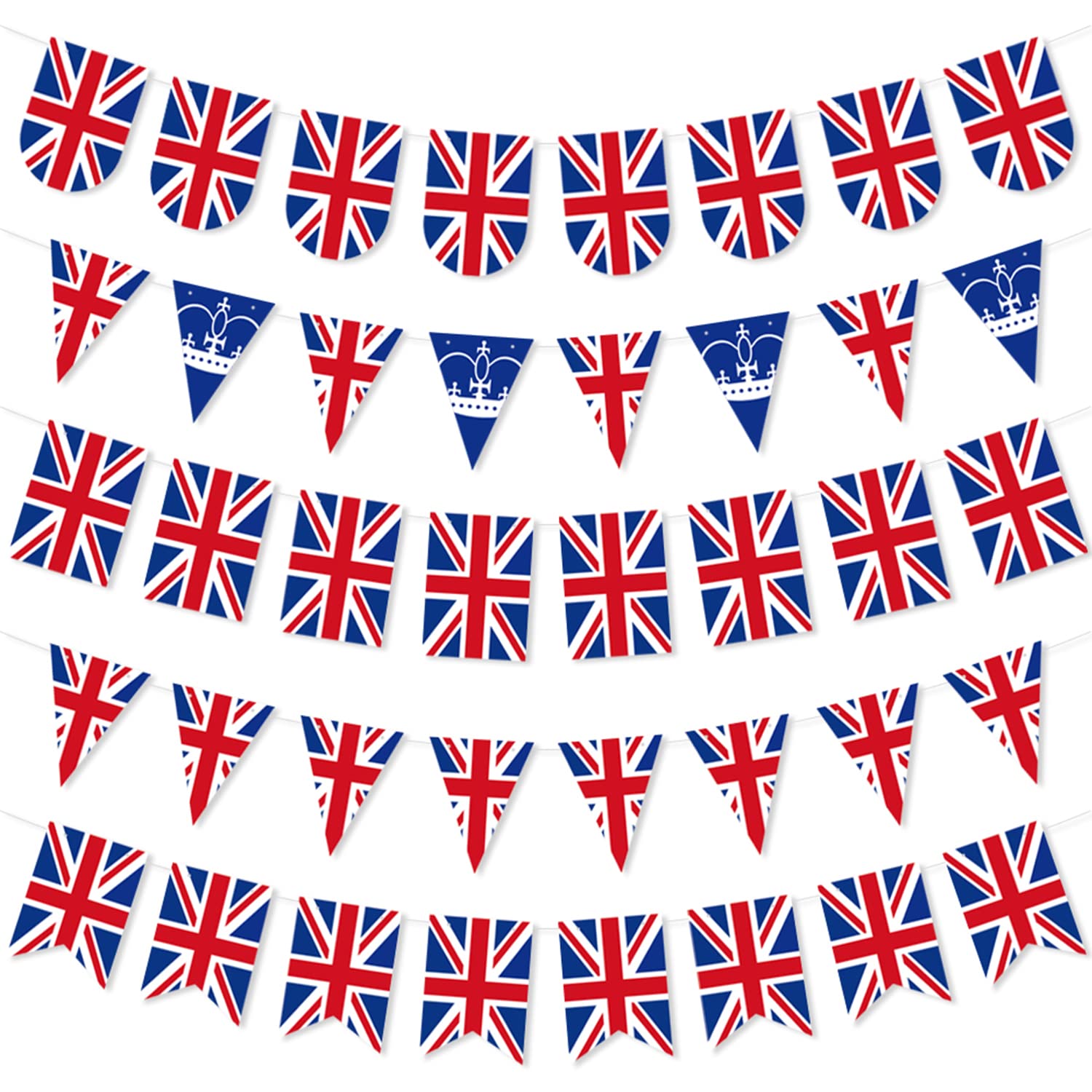 40PCS Union Jack Bunting Flag70 Years Jubilee Party Decorations for Sporting Events, National Day ,Street Parties, Festivals, Celebrations
