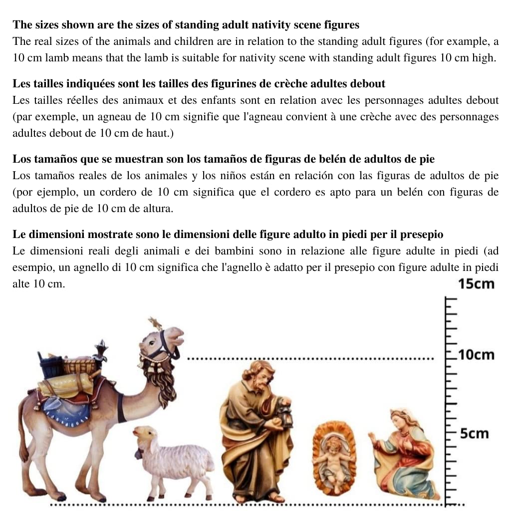 Demetz - Juego de belén barroco con luz, figuras de belén, religioso católico cristiano, suministros de iglesia (9 cm, 7 unidades), color
