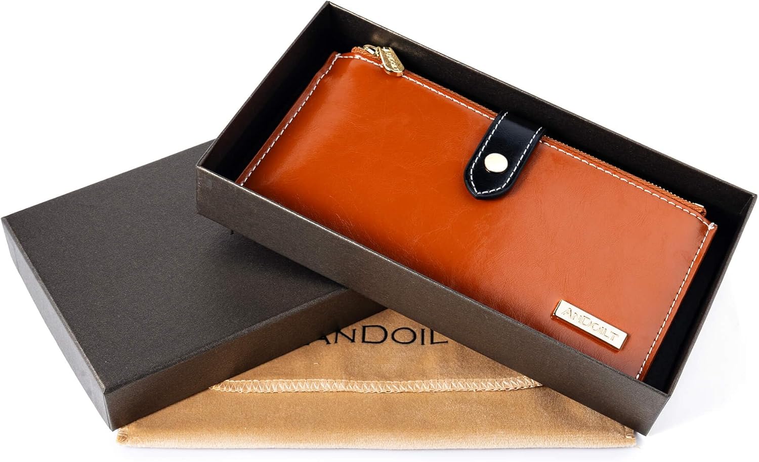 ANDOILT Wallets for Women Genuine Leather Wallet RFID Blocking Bifold Multi Card Case Purse with Zipper Pocket Handbag - Image 6