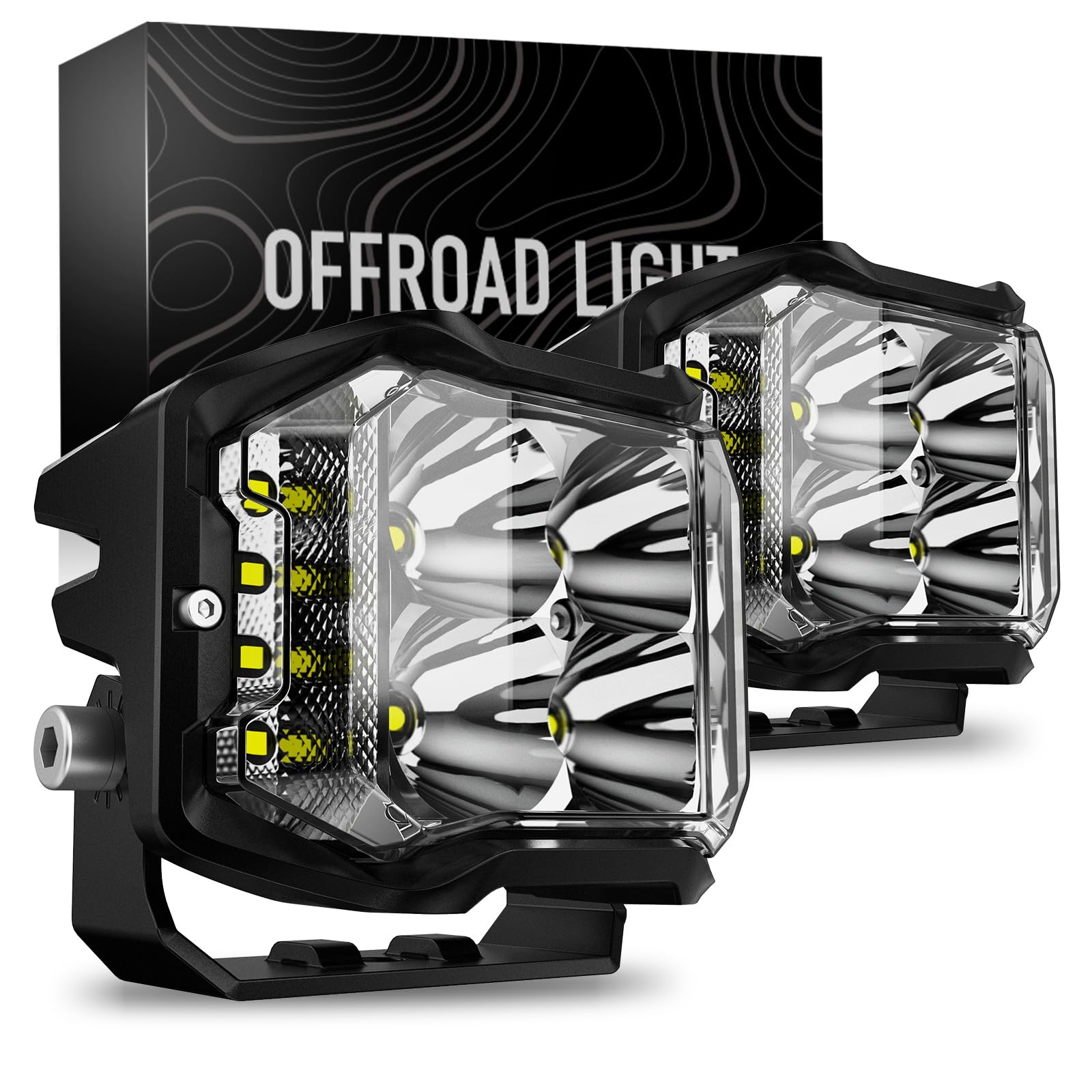 NOVSIGHT4 Inch LED Pod Lights - 184W 21600LM Cube LED Off Road Lights, IP68 Waterproof Automotive Offroad Lighting LED Fog Spot Lights for Trucks ATV SUV Jeep UTV Pickup Car