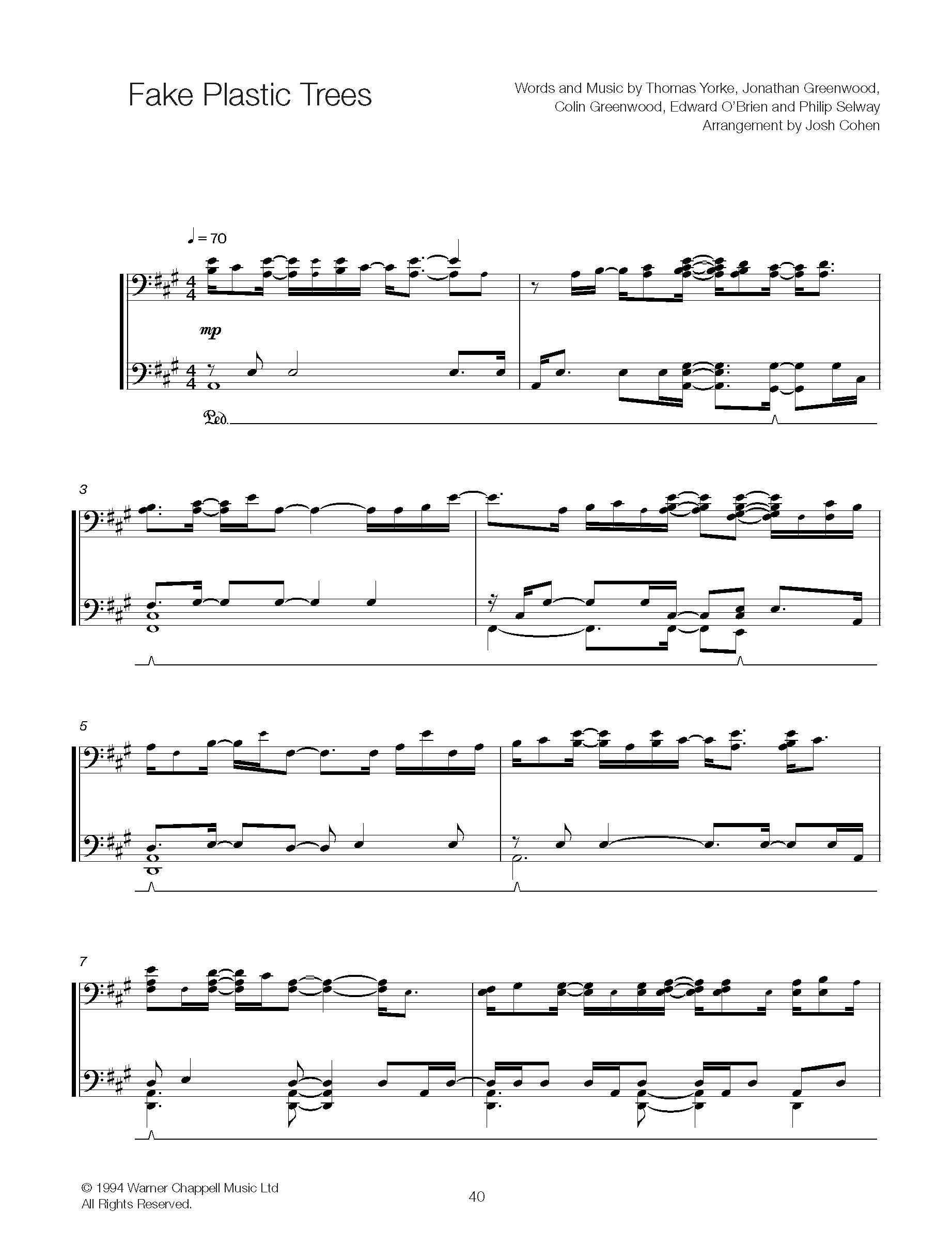 Josh Cohen -- Radiohead for Solo Piano II