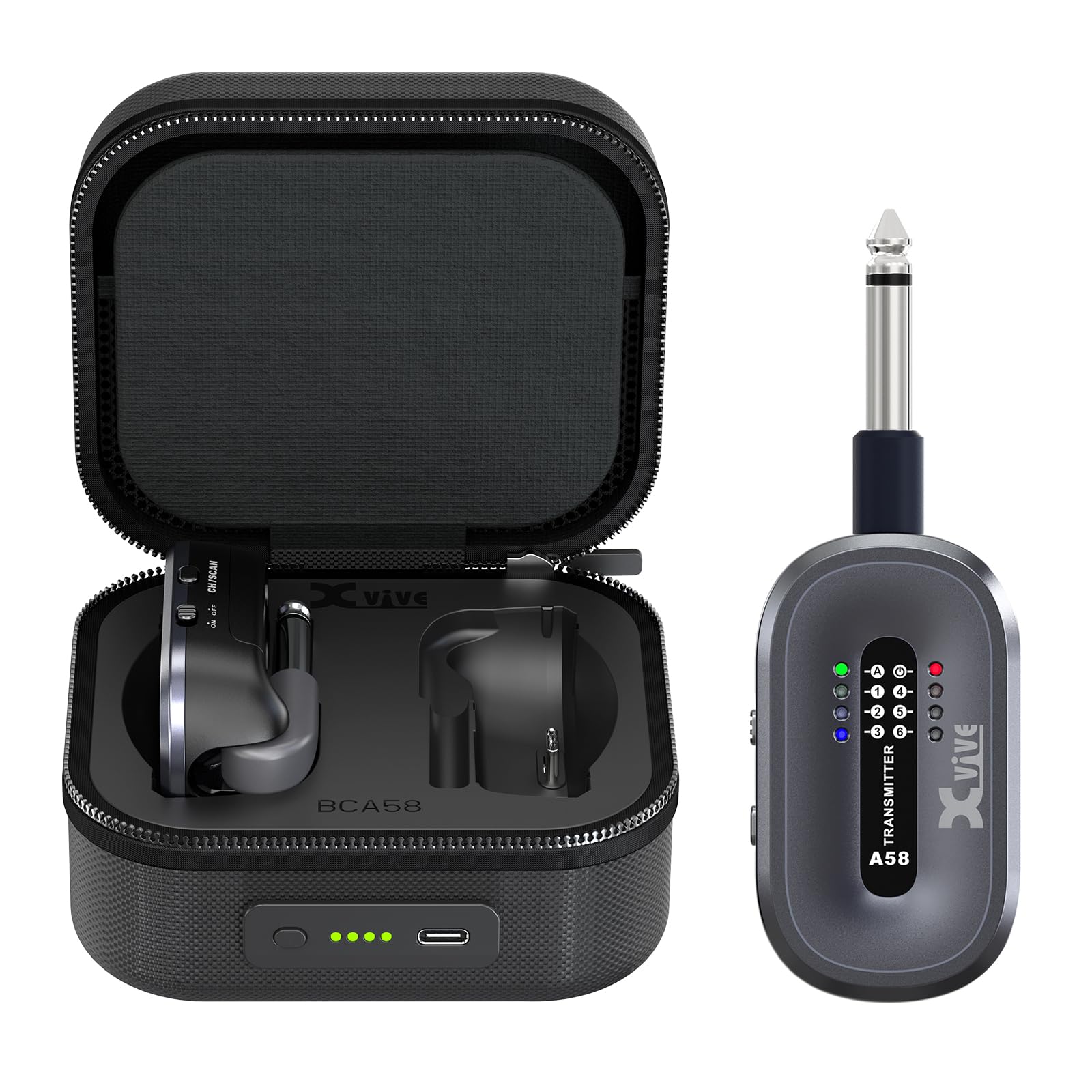 Xvive AC58 Wireless Guitar System 5.8GHz Guitar Transmitter and Receiver with Charging Case A58 with Charging Case
