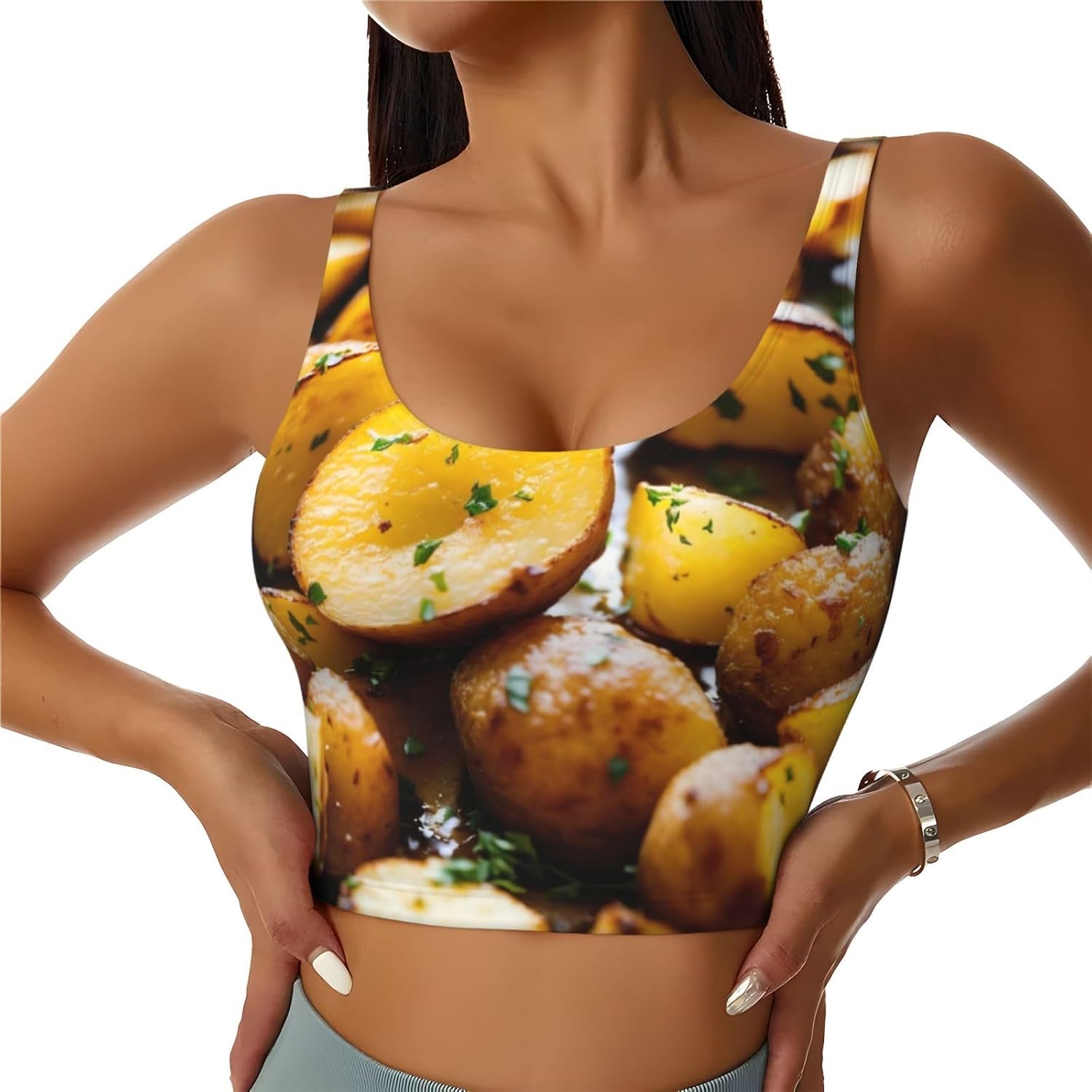 Garden Potatoes Print High Impact Sports Bras,Longline Sports Bra,Perfect For Yoga,Running And Gym Workouts