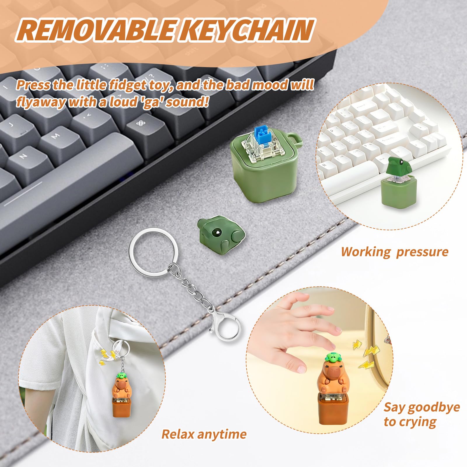 2 Pcs Keyboard Fidget Toy, Light Up Keyboard Clicker Fidget Toy with Sound - Image 2