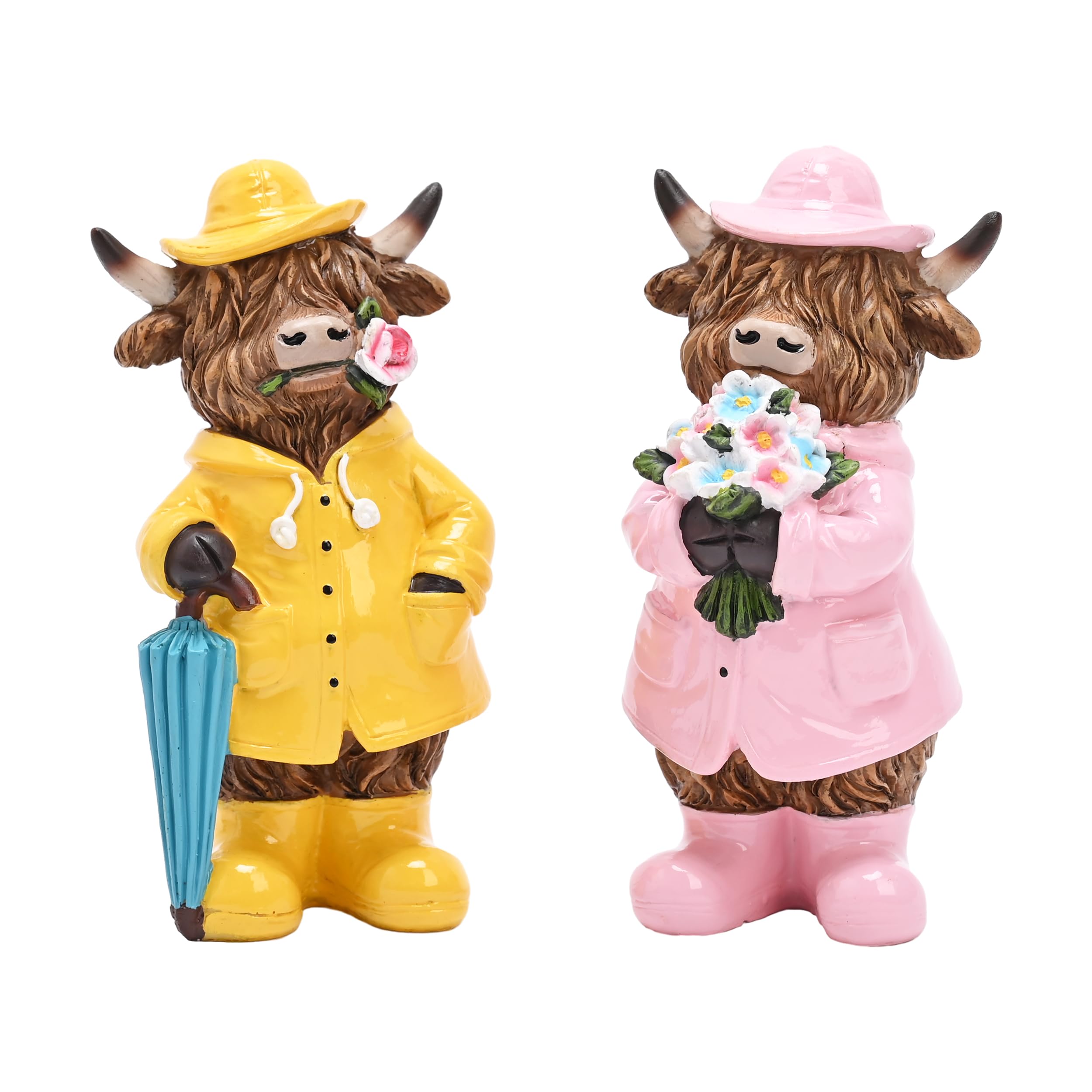 TERESA'S COLLECTIONS Garden Ornaments Outdoor, Cute Highland Cow, Waterproof Resin Yak Ornaments, Indoor Outdoor 13.5 CM