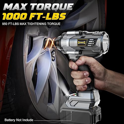 Miniatura 3 de Llave de impacto inalámbrica de 12 pulgada compatible con batería DeWalt de 20 V, 1000 pies-libras (1360 N.m), destornillador de impacto de alto par