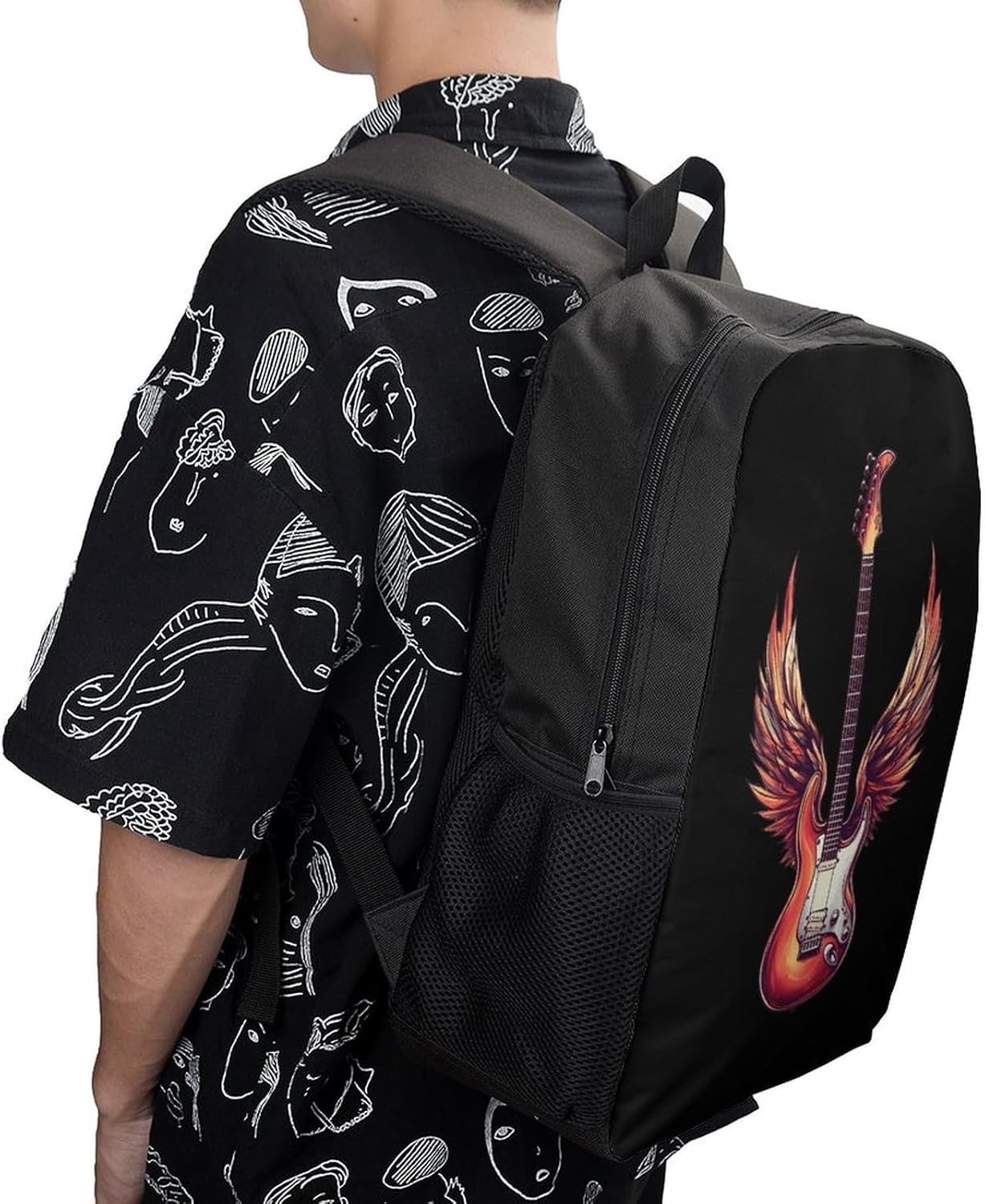 Guitar Laptop Backpack for Men Women 17 Inch Shoulder Bag Travel Daypack