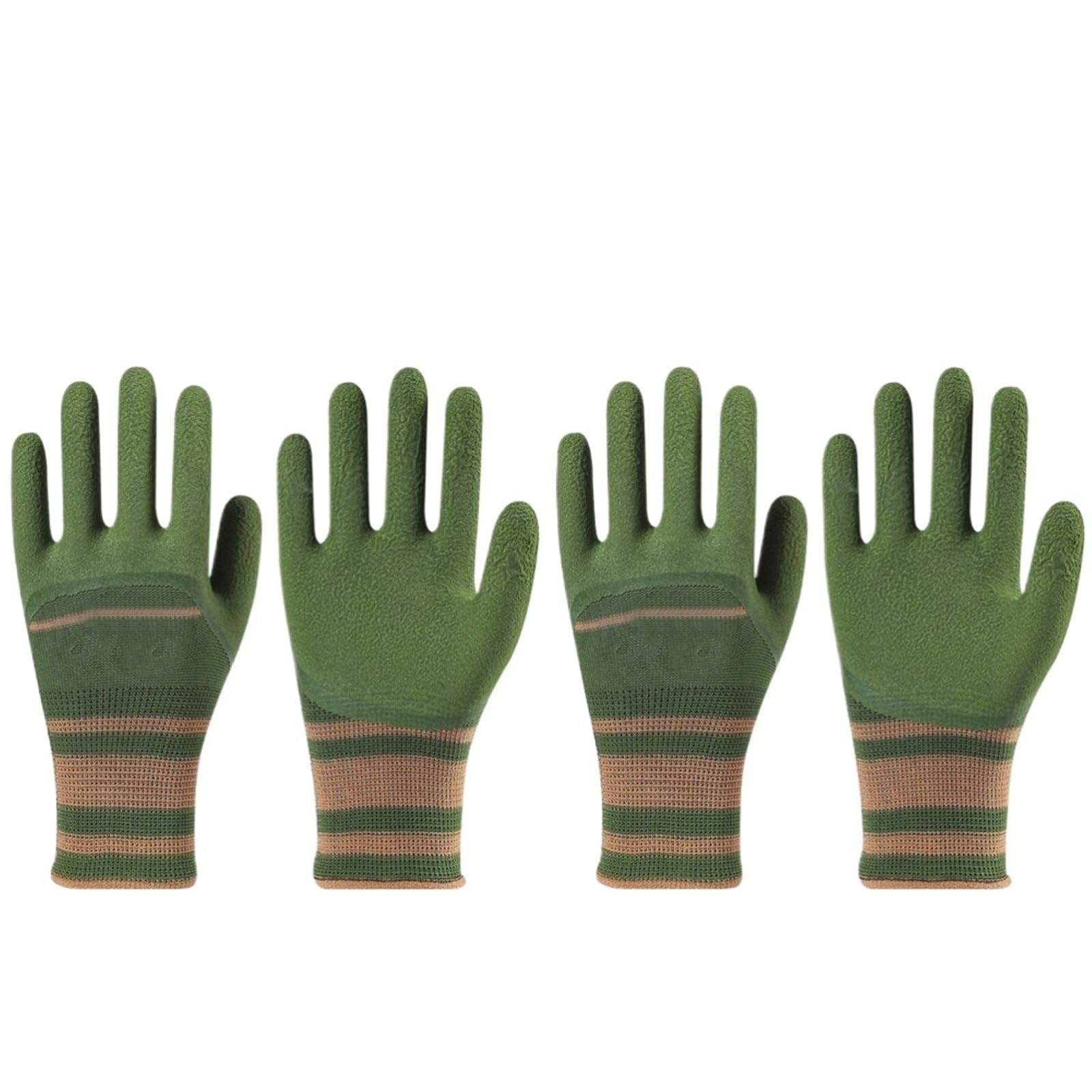 Genérico Guantes de trabajo de jardín verdes fluorescentes, spandex de nailon con espuma de nitrilo for cultivar un huerto y plantar(4 pairs)