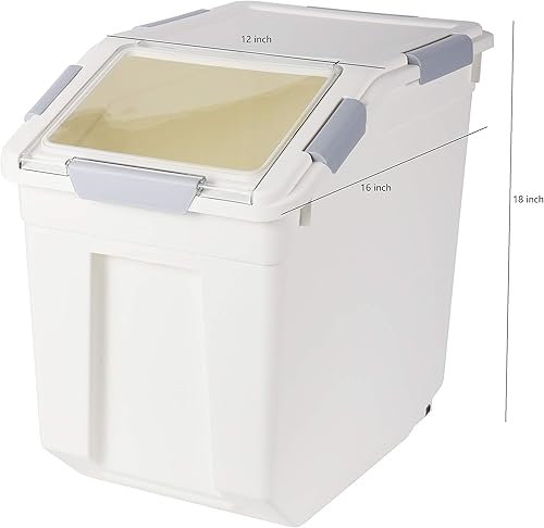 Miniatura 4 de Contenedor de almacenamiento de harina de 25 lb (25 litros) con tapa de bloqueo de sellado de ruedas PP (paquete de 2)