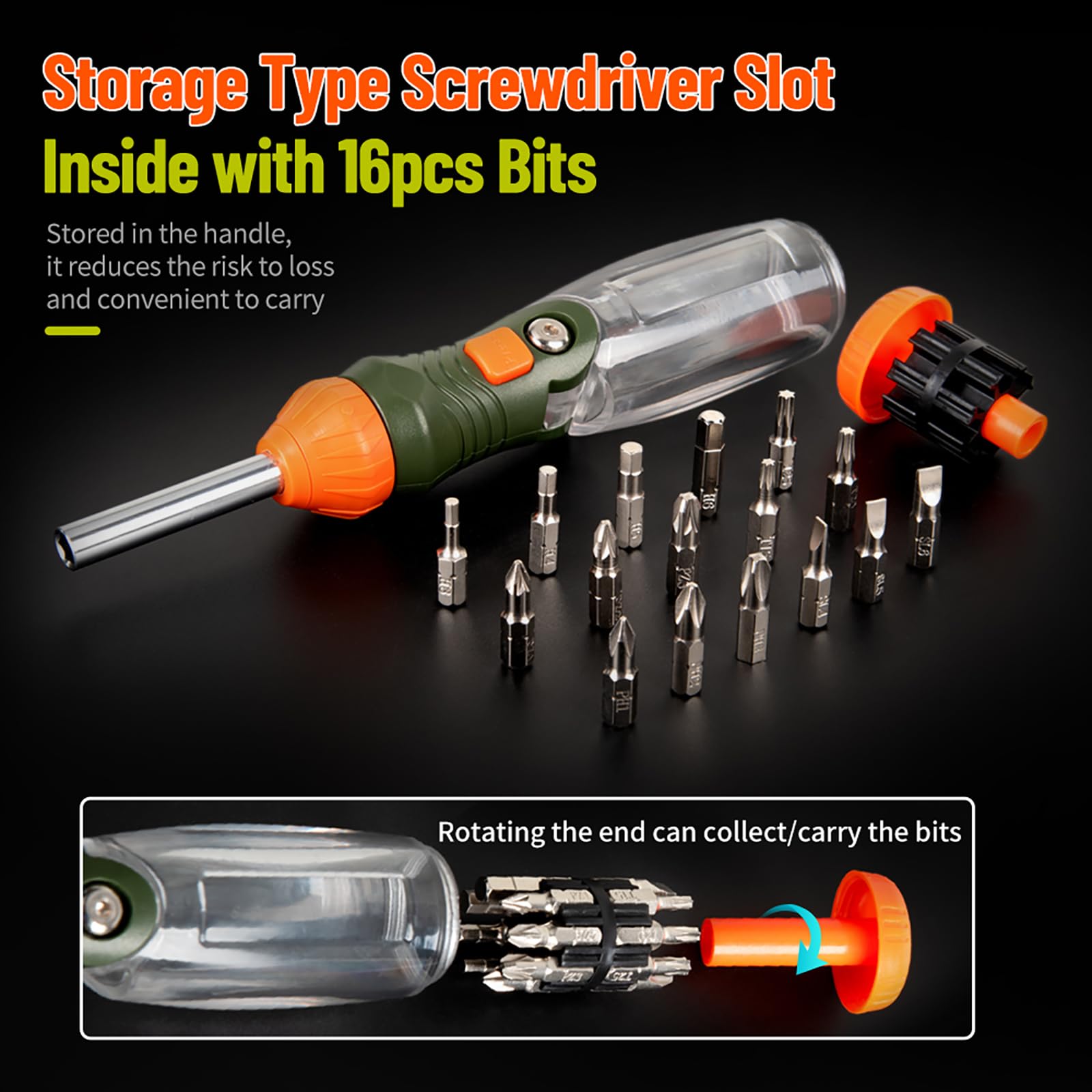 16-in-1 Multibit Ratcheting Screwdriver All in One Screwdriver Set including Flat Head/Philips/Torx/Hex/Square/Repair Kit - Image 2
