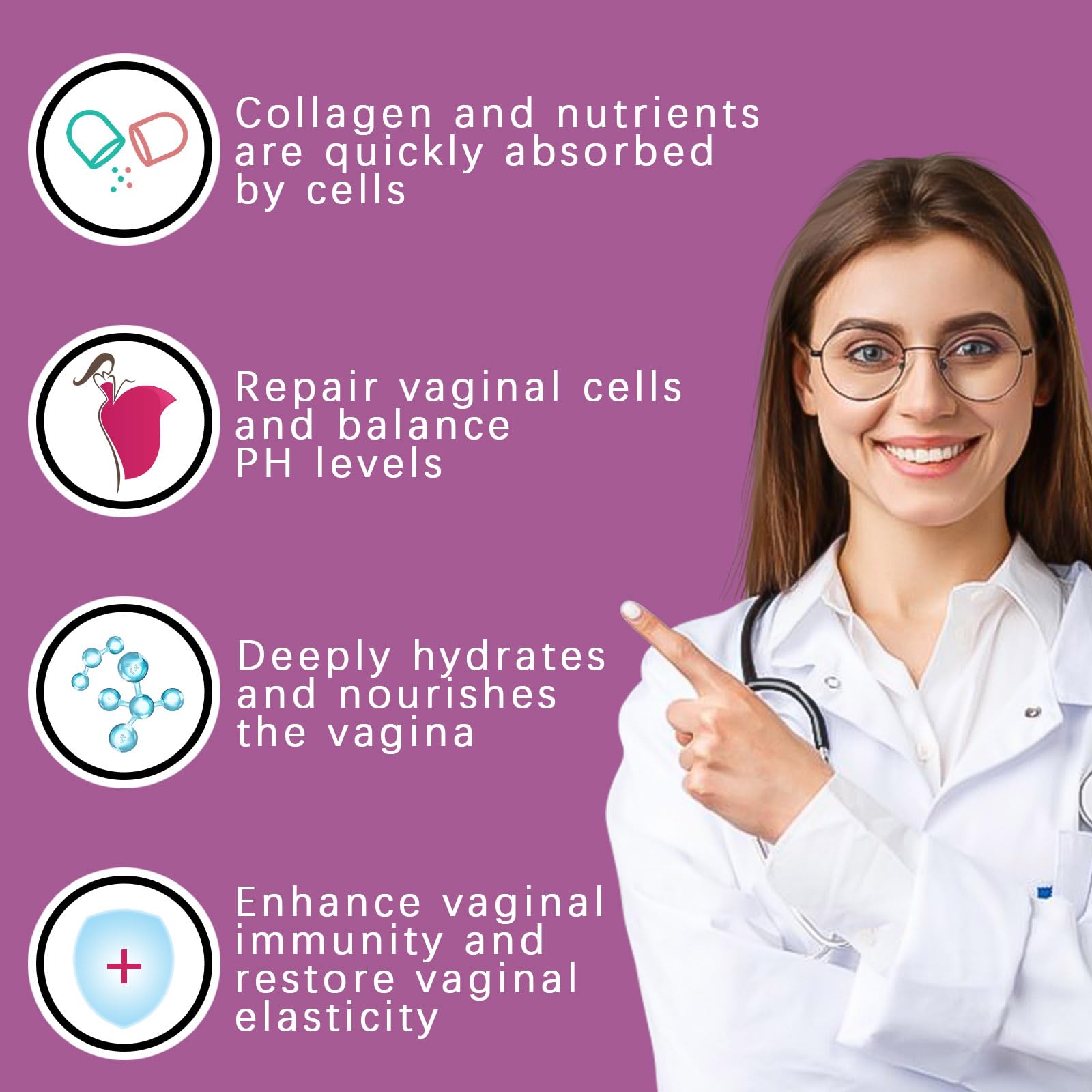 Hidratante vaginal de colágeno para mujeres – Hidratación intensa, fórmula equilibrada de pH para la menopausia y alivio de la sequedad íntima | Alivia la irritación, apoya la salud femenina 3