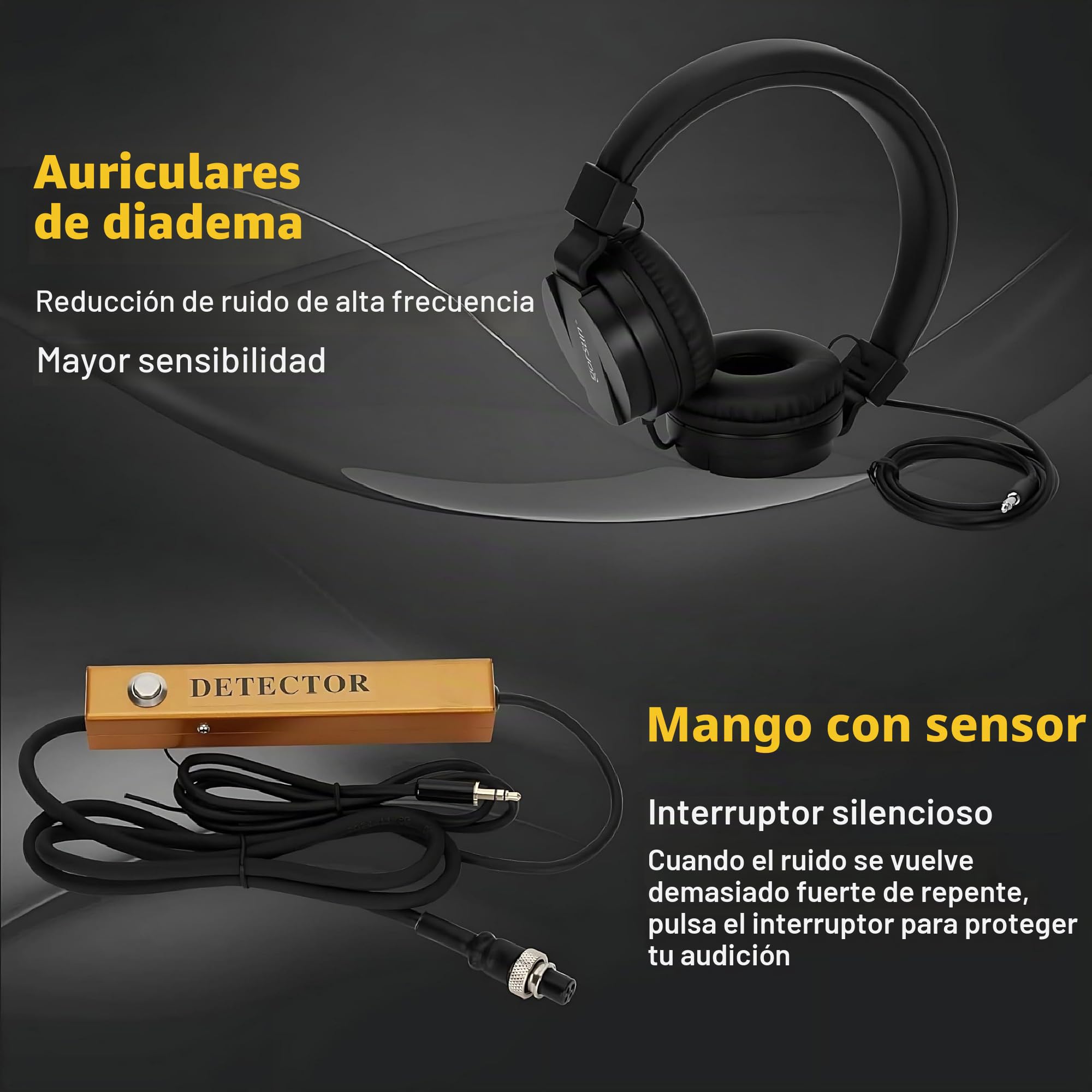 Detector De Fugas De Agua Subterránea Profesional, Sensor Geófono De Fuga De Agua Eléctrico para Exteriores, Sensor De Fuga De Agua Preciso Y Confiable para Tuberías