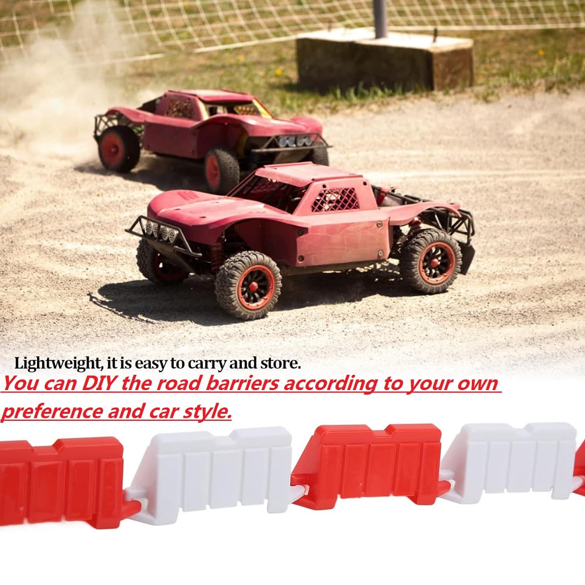 Kiuiom Barriera per Auto RC,Barriera per Pista da Corsa alla Deriva RC,Drift Accessori per Auto Telecomandati 120PC Barriera Stradale Fai-da-te Blocchi Stradali RC Pista di Deriva Auto RC Accessori