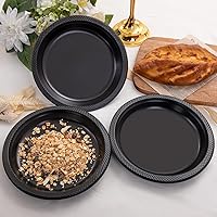 Vista 2 de WELLIFE Black Plastic Plates 9 Inch -150 Count for Party, Plastic Disposable Dinner Plates for Halloween Picnic BBQ