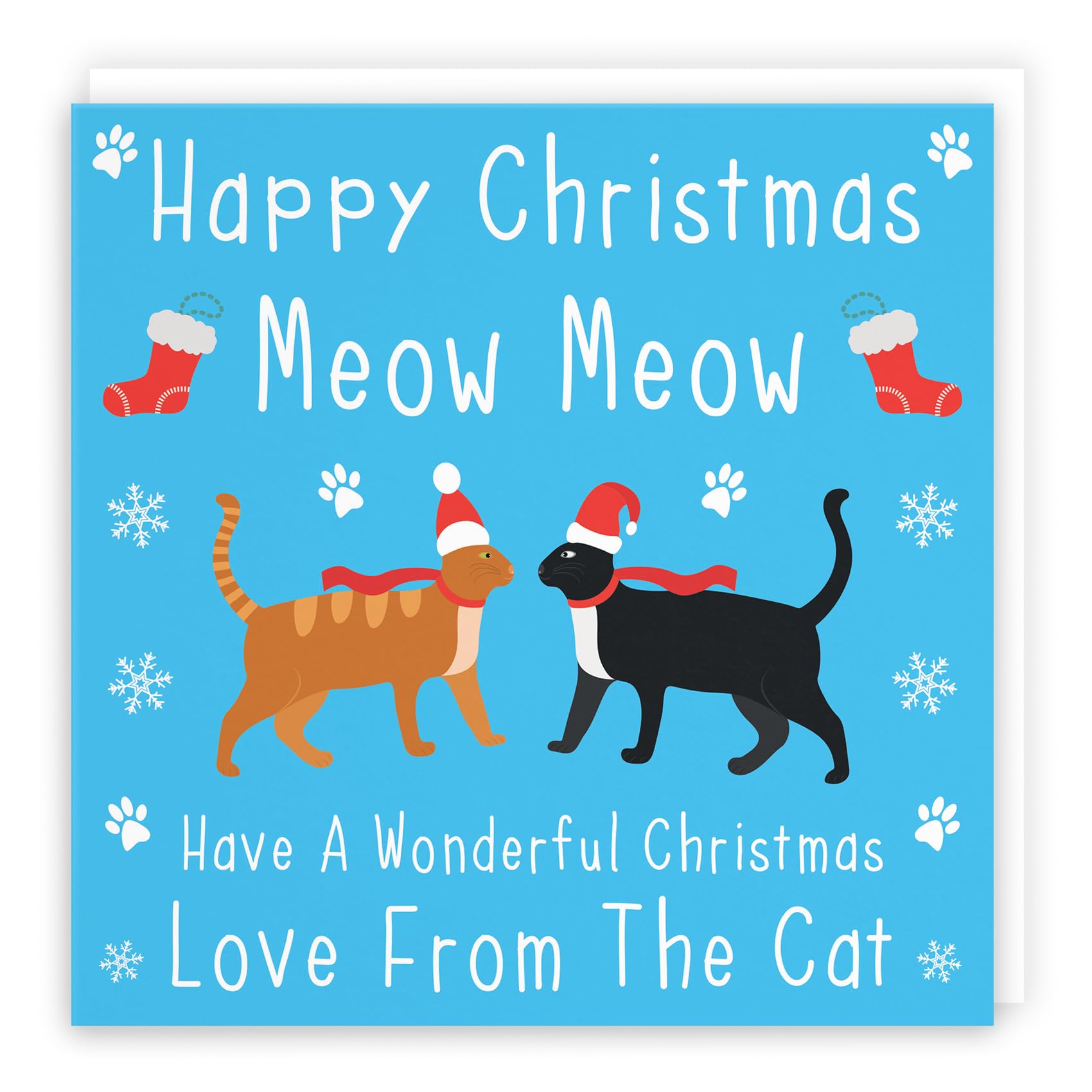 Hunts England, Christmas Card From The Cat, Happy Christmas, Meow Meow, Love From The Cat, Xmas Card for Him Her, Husband