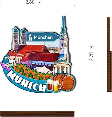 Miniatura 3 de Alemania Munich - Imán de madera 3D para nevera, viajes, decoraciones coleccionables, artesanías, 2