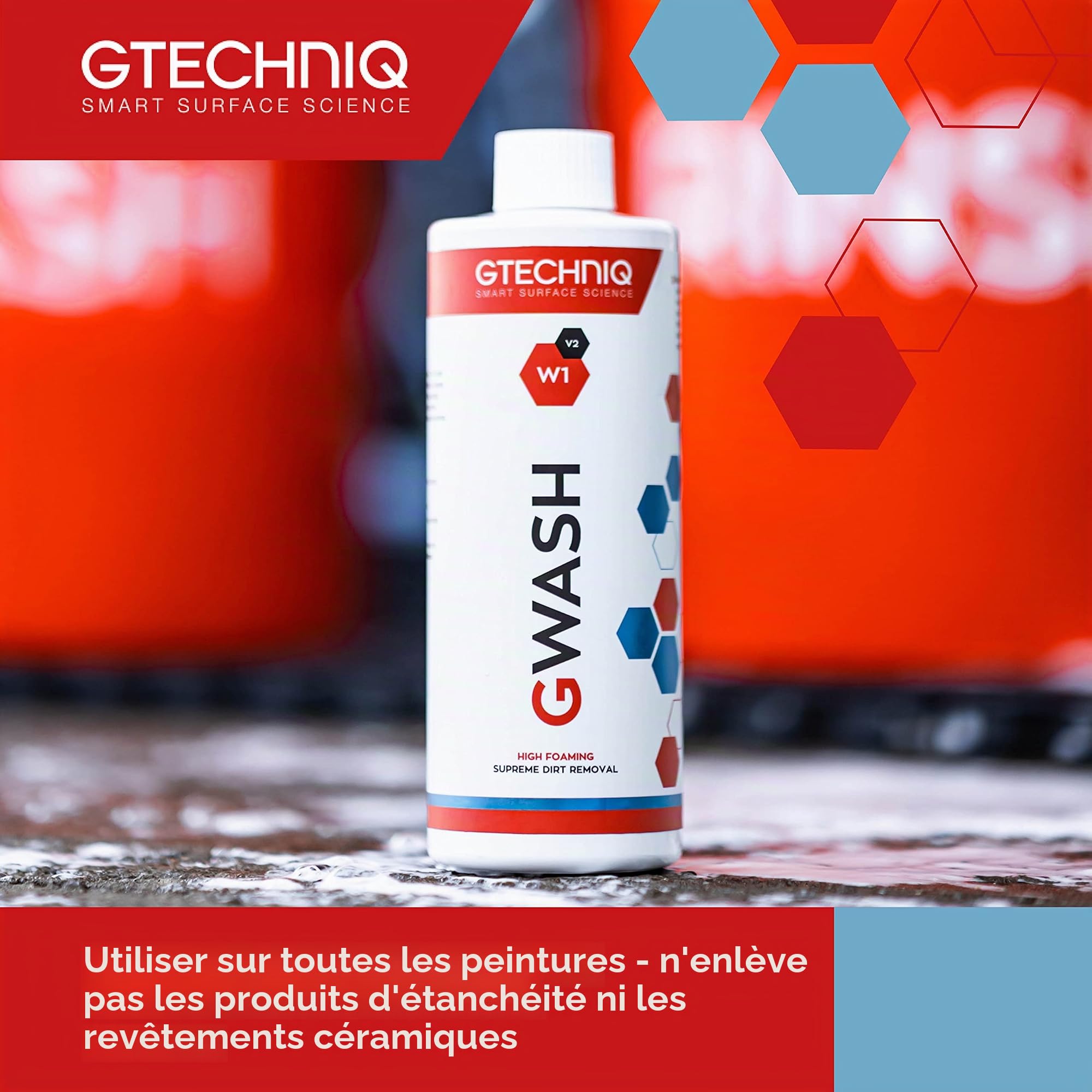 Gtechniq Gwash Shampoing carrosserie 1000ml - Shampooing pH neutre, Haute teneur en argents moussants, élimine la saleté avec facilité, pour un lavage facile et une finition brillante impeccable