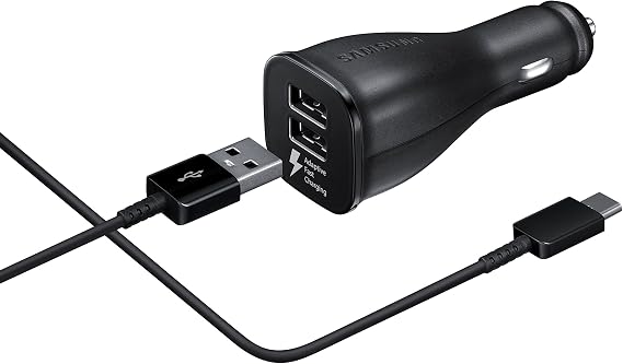Original Samsung Car Charger Dual Port Adaptive Rapid Fast Charger with USB TYPE-C Cable EP-LN920CBEGWW