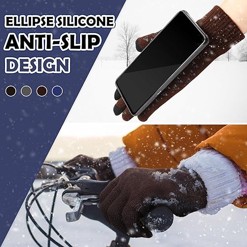 Miniatura 3 de SATINIOR Guantes de invierno para hombre, 4 pares de guantes cálidos con forro polar para pantalla táctil, guantes térmicos para clima frío para
