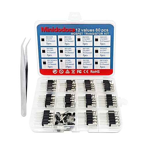 Miniatura 12 de Kit de chips IC minidodoca 173 piezas 20 valores Chip Surtido Set+12 piezas Sockets; circuitos integrados op amp kit 555 temporizador IC incluido