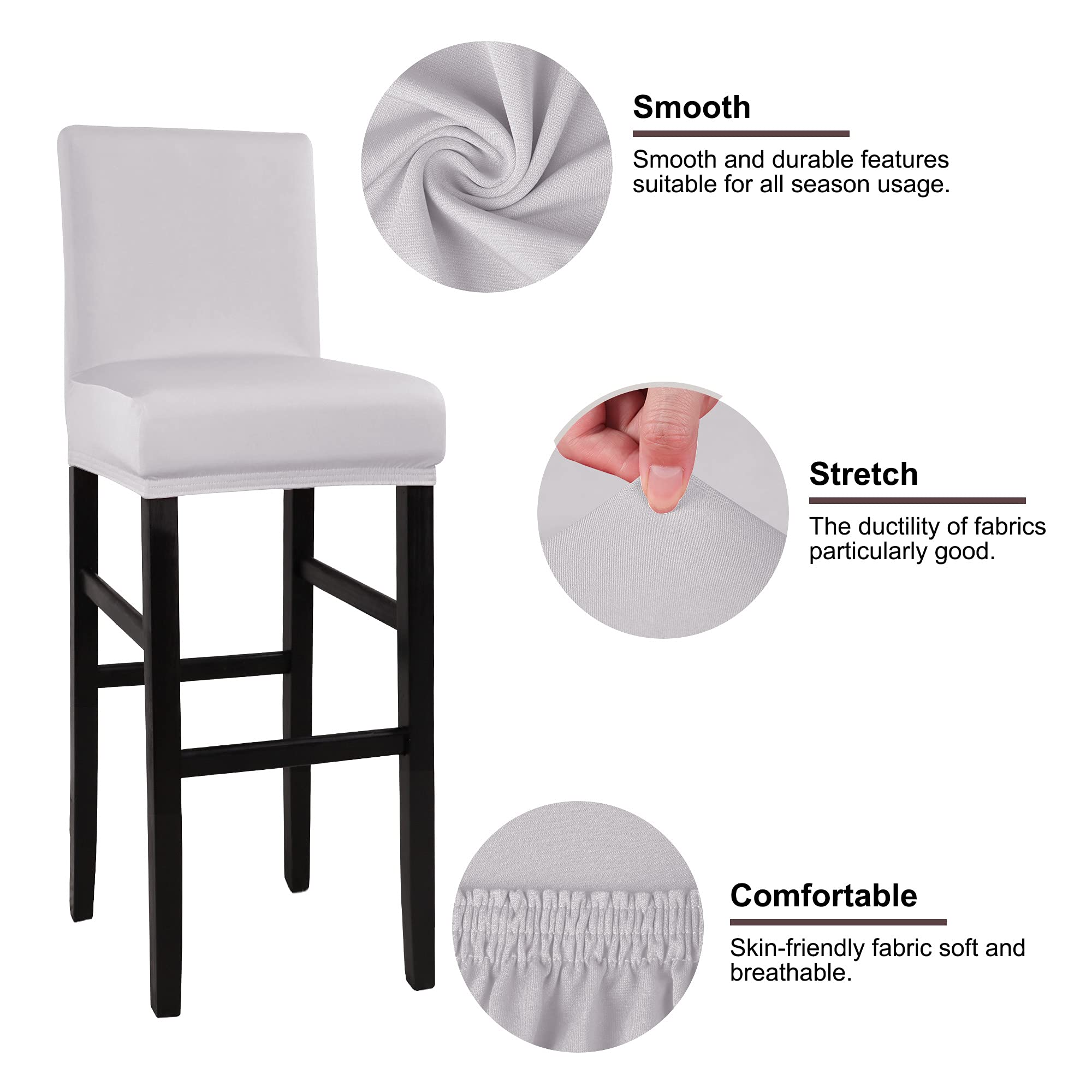 PiccoCasa Set of 2 Bar Stool Covers with Elastic Bottom, Stretch & Removable Dining Chair Covers for Pub Counter - Image 3