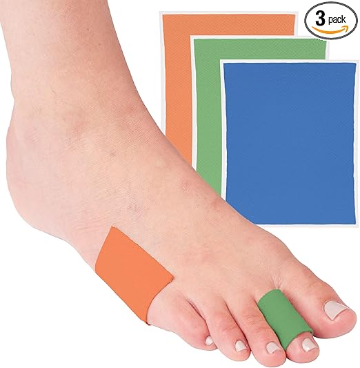 ZenToes Moleskin for Feet Self Adhesive Blister Prevention Padding Cut to Fit Strips Protection from Rubbing Shoes, Friction and Pressure (Blue/Green/Orange, 3 Sheets, 4 1/8" x 3 3/8", Each)