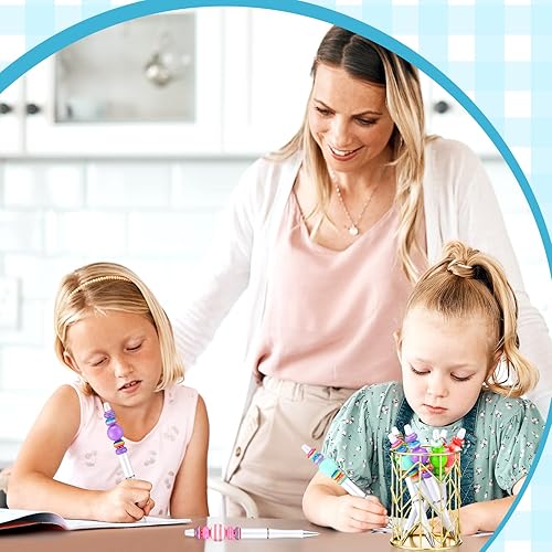 Miniatura 6 de Crtiin Kit de 100 bolígrafos de cuentas para bricolaje, 50 cuentas, con 50 repuestos, suministros escolares, accesorios de oficina, artículos