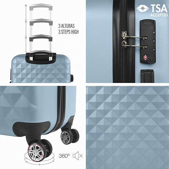 ITACA - Travel Suitcases Set Suitcases 4 Wheels - Travel Luggage Set - Lightweight Travel Suitcases Set Combination Lock, light blue, Casual