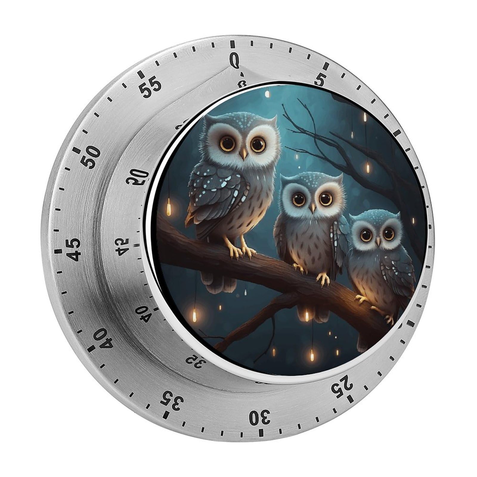 Owl on Tree Manual Countdown Timer with Magnetic Base Visual Mechanical Timer for Classroom Home Study and Cooking