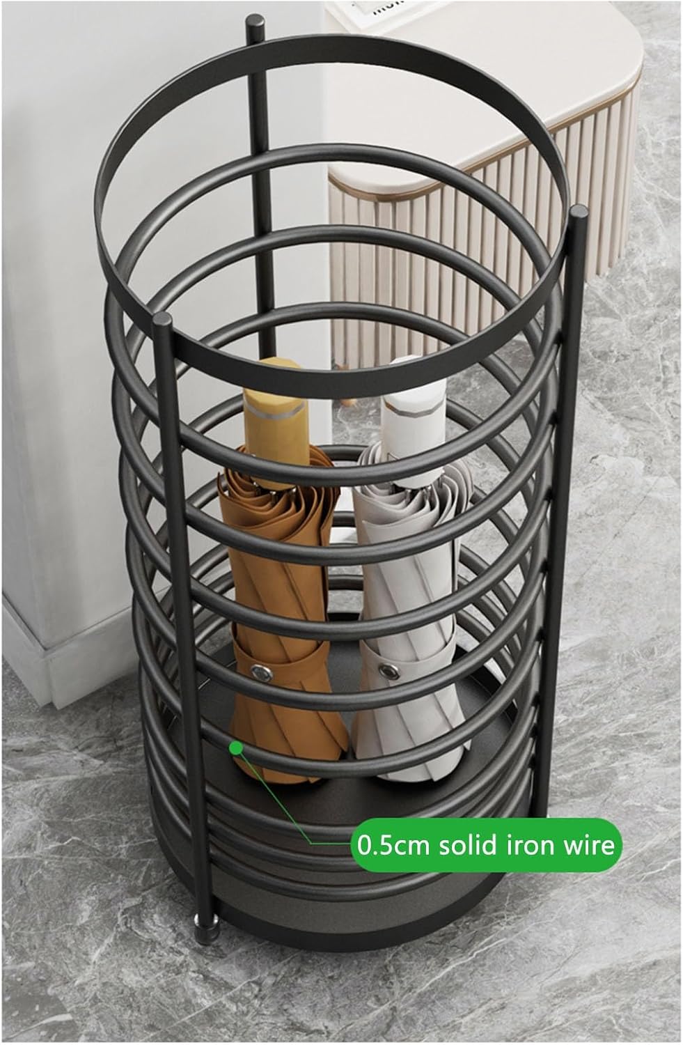 Modern Cylindrical Metal Umbrella Stand - Stylish Indoor Umbrella Holder, Functional Storage Solution for Home & Office, Metal Design for Contemporary Decor