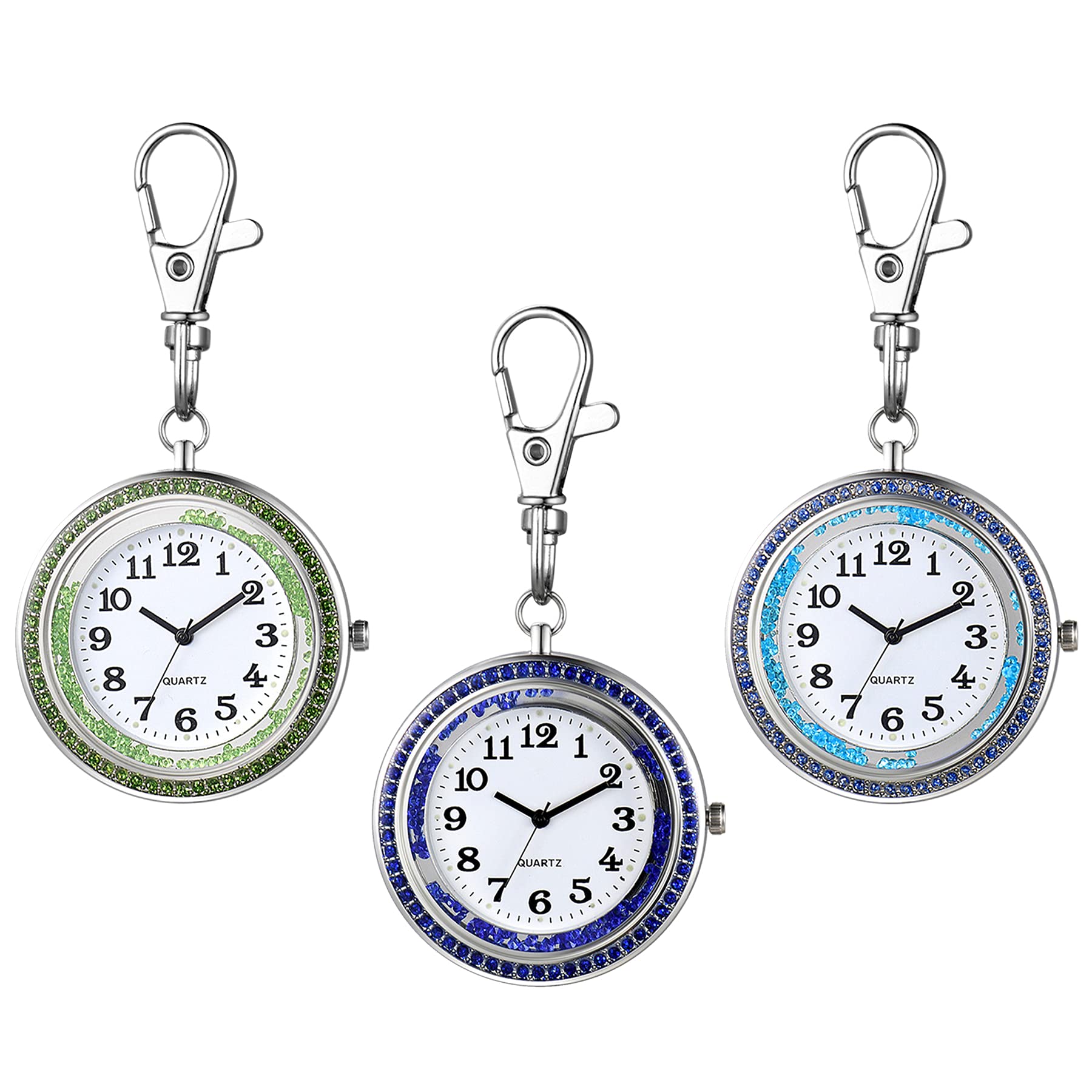 Orologio Portachiavi A Quartz Con Clip - Numeri Arabi E Cassa Floreale - Idea Regalo