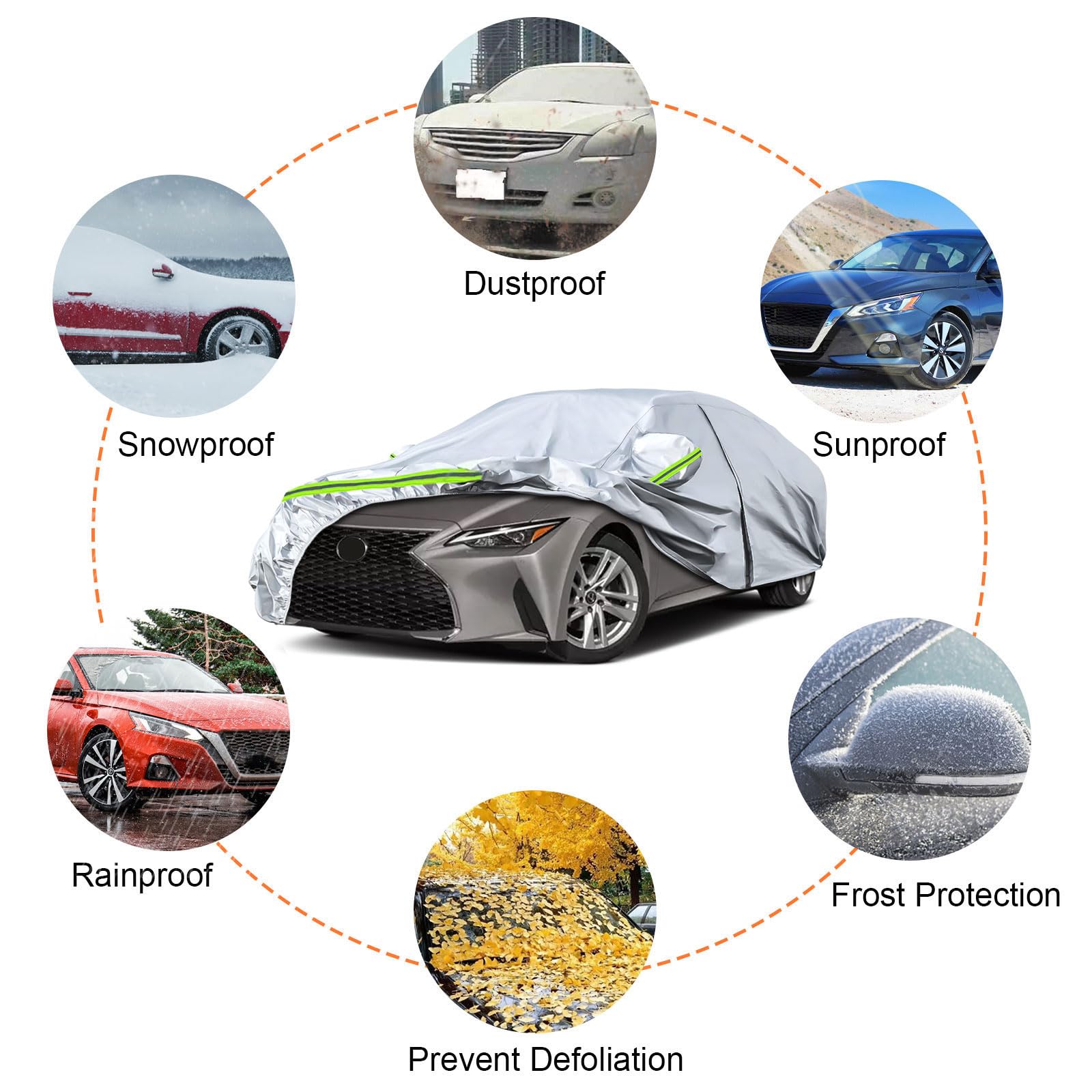 Waterproof Car Covers Replace for 2005-2025 Lexus IS250 IS300 IS350 6 Layers Silver All Weather Custom-fit Car Cover — view 5