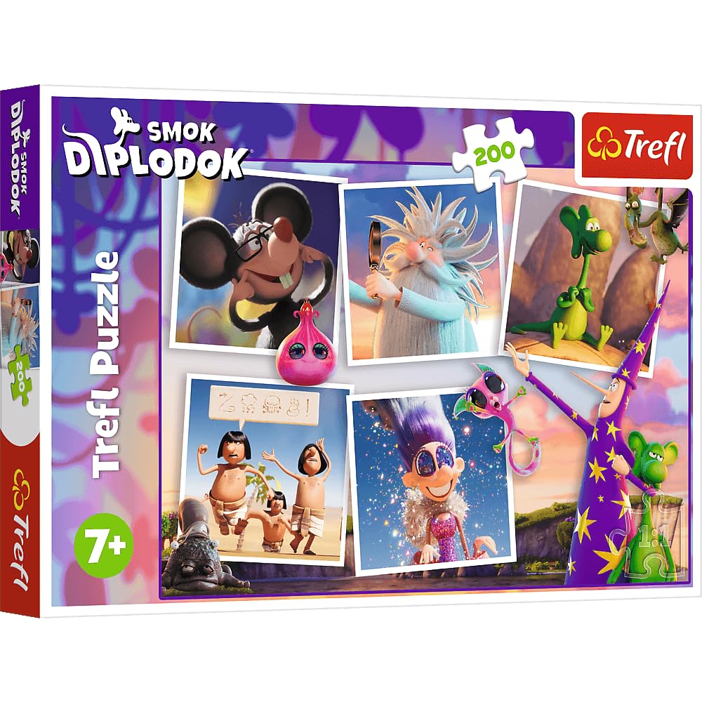 Trefl, 13322 Adventures of the Diplodok-uzzle Christmas Dragon with the Fairy Tale, for Children from 7 Years, Multicoloured, 13322