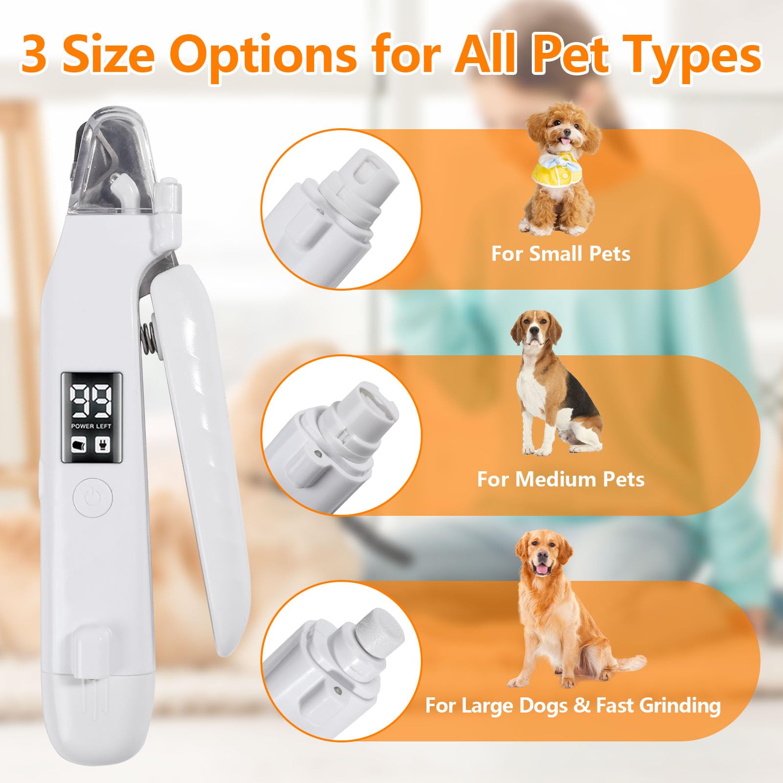 2-in-1Dog Nail Clippers & Dog Nail Grinder,Dog Nail Trimmers with LED Lights,USB Rechargeable,Quick Sensor and Splash Guard,Cat Nail Clippers Trimmers for Small,Medium,and Large Dogs & Cats - image 4