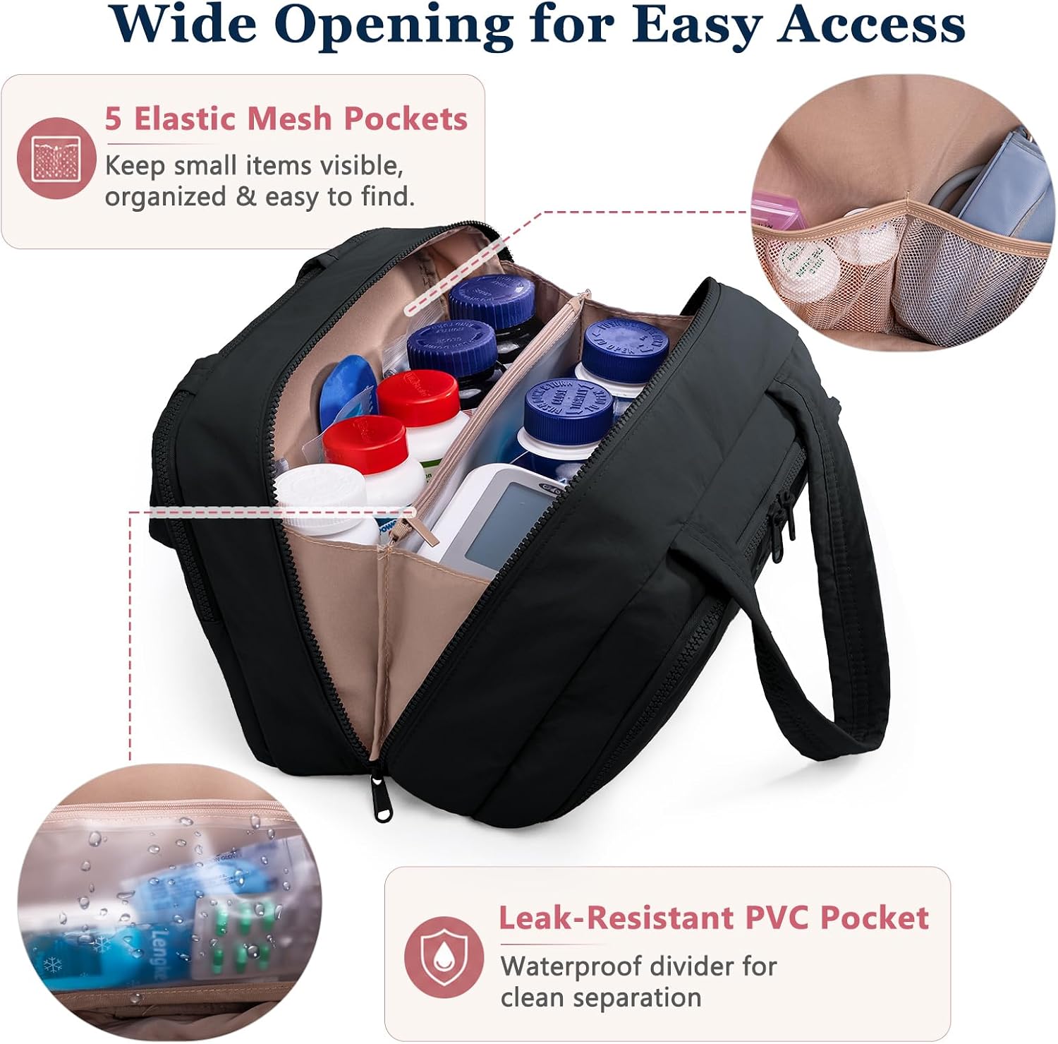 BAGSFY Medicine Kit for Dorm, Travel Medicine Bag with 2 Compartments image 3