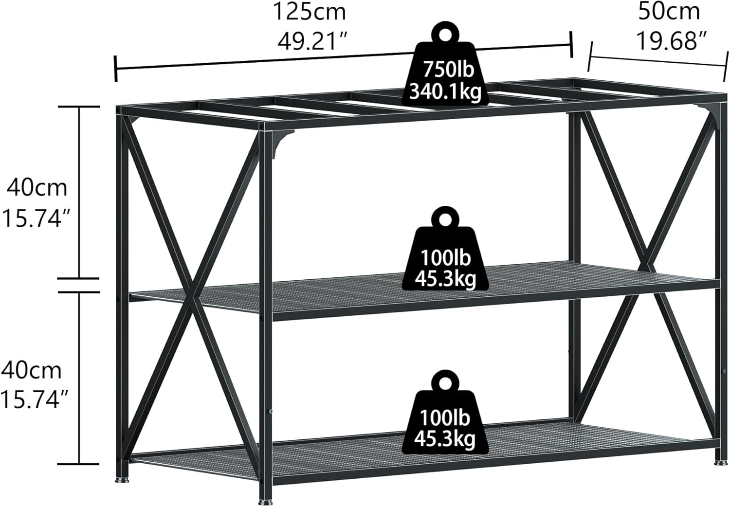 55-75 Gallon Fish Tank Stand, 49.2 x 19.7x 31.5 Inch,Industrial Aquarium Stand with Power Outlet and Switch, Turtle Tank, Reptile Terrariums and Breeder Tank Stand, Black