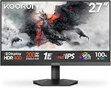 KOORUI G2721P Ecran PC Gamer 27 Pouces - 200Hz IPS QHD 1440P Ecran Gaming, 1ms HDR400 Adaptive Sync, Compatible VESA 75x75mm, HDMI 2.0/DP1.4 - 1